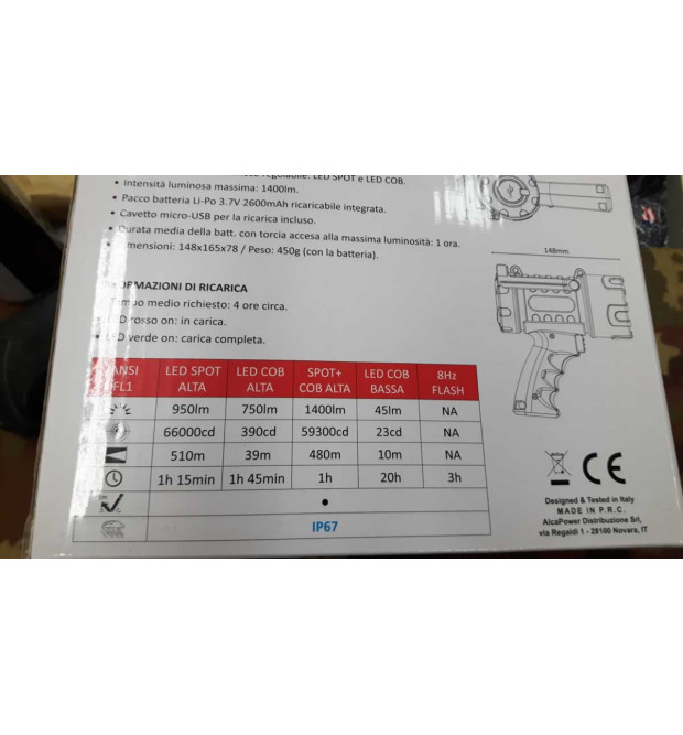 Alcapower Torcia LED 1400lm IP67 Regolabile e Ricaricabile  Alcapower Torcia LED 1400lm IP67 Regolabile e Ricaricabile