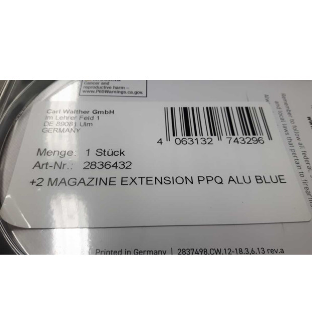 Walther PPQ +2 Aluminum Mag Extension 